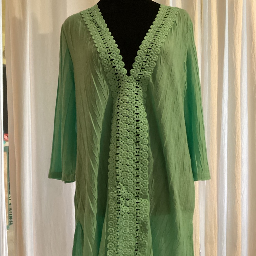 Catalina Green Swim Coverup with Ruffle Detail